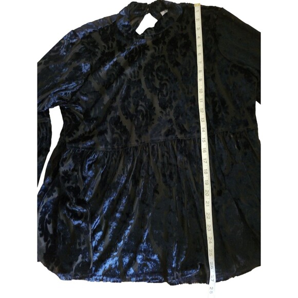 Ivy Jane Whimsigoth Velvet Burnout Blouse Womens XL Navy Sheer Dark Romantic - Picture 8 of 8